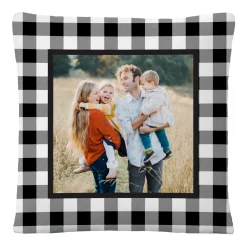 Checks With One Photo Throw Pillow