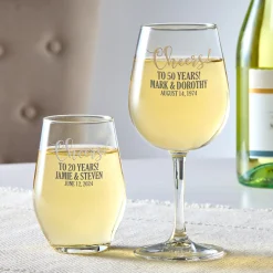 Cheers! Anniversary Wine Glasses