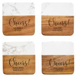 Cheers! Marble Wood Coasters