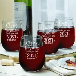 Cheers to a New Year Stemless Wine Glass