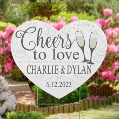 Cheers to Love Heart Yard Sign