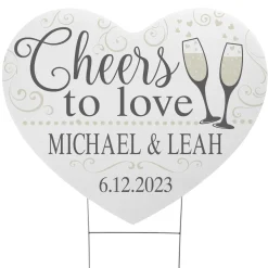 Cheers to Love Heart Yard Sign