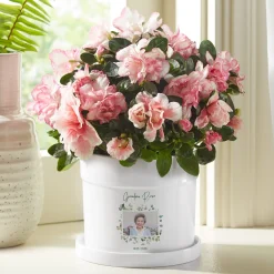 Cherished Blossoms Memorial Photo Planter with Tray