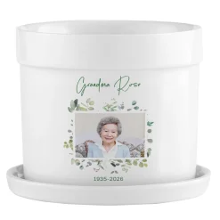 Cherished Blossoms Memorial Photo Planter with Tray