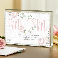 Cherish Mom Glass Block