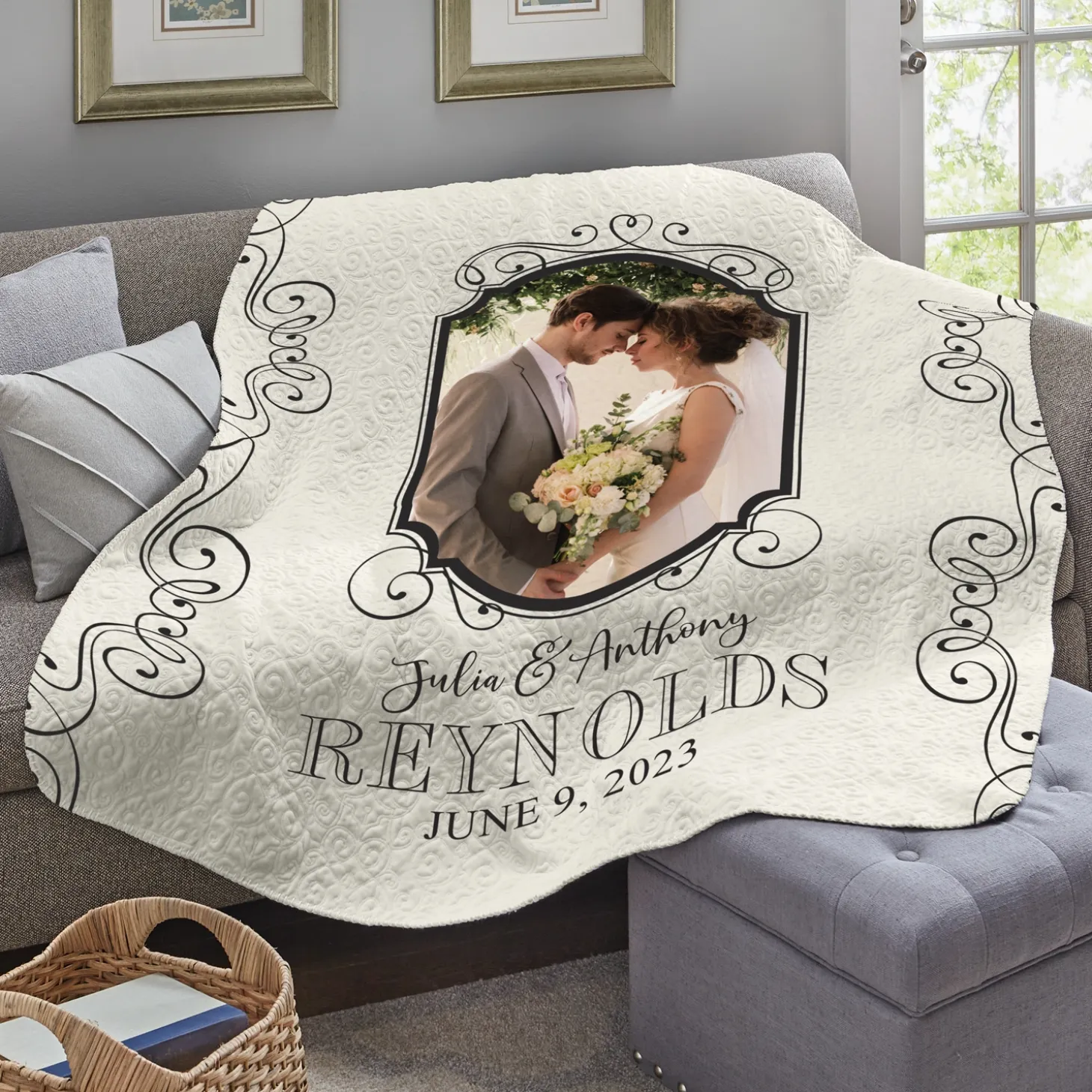 Cherish Our Love Photo Quilted Throw
