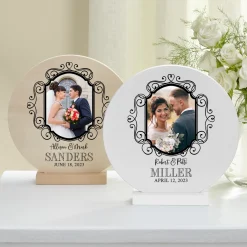 Cherish Our Love Photo Wood Circle with Stand