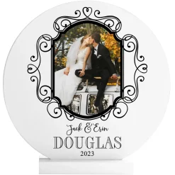 Cherish Our Love Photo Wood Circle with Stand