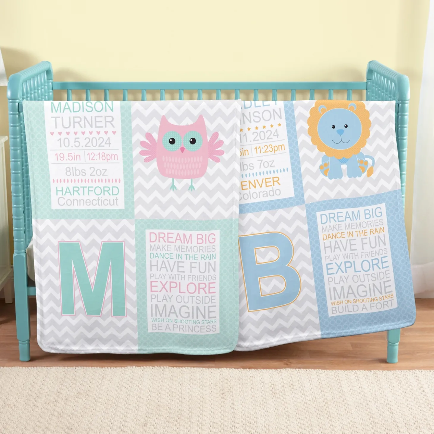 Chevron Baby Information Blanket