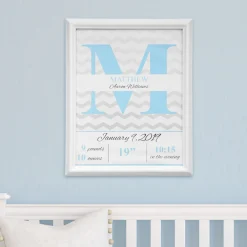Chevron Birth Details Framed Print
