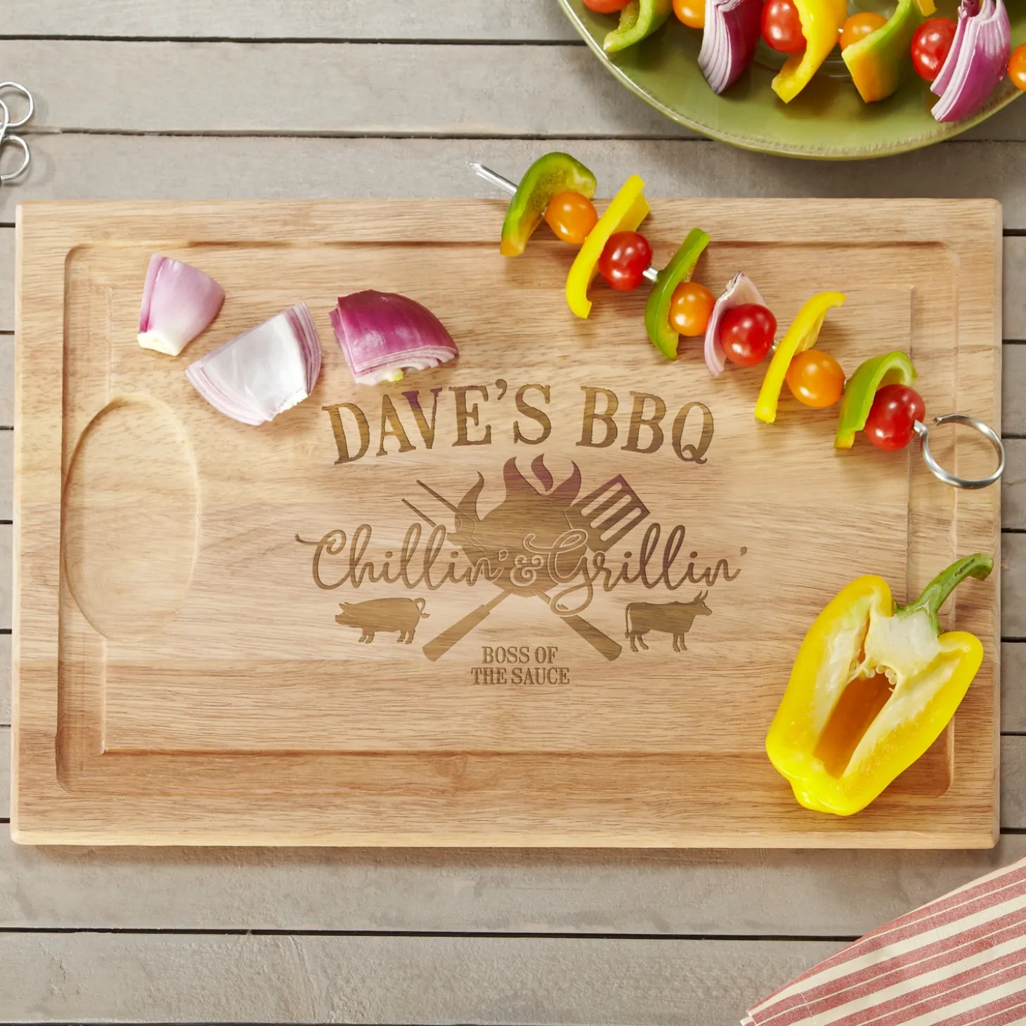Chillin' & Grillin' Maple Wood Cutting Board