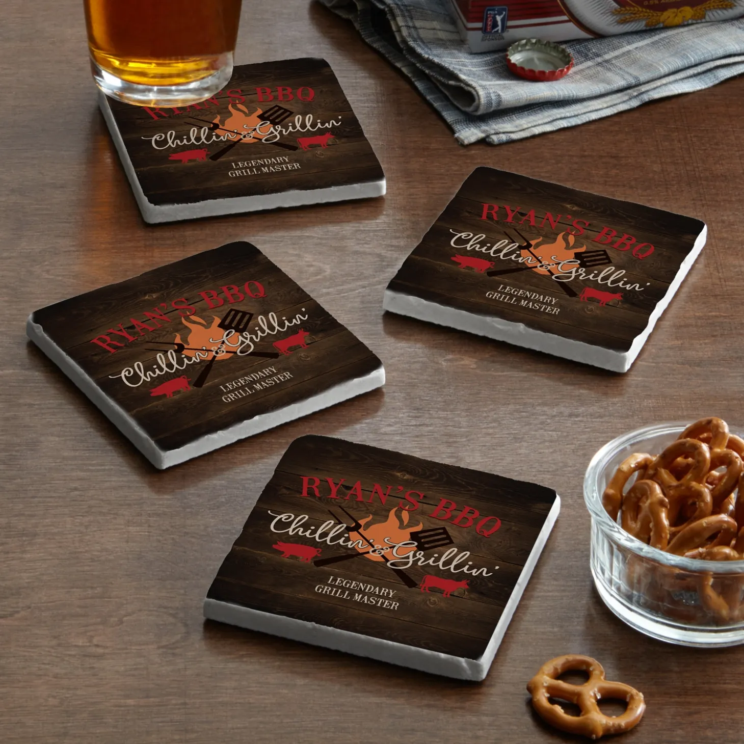 Chillin' & Grillin' Marble Coasters