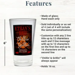 Chillin' & Grillin' Pint Beer Glass