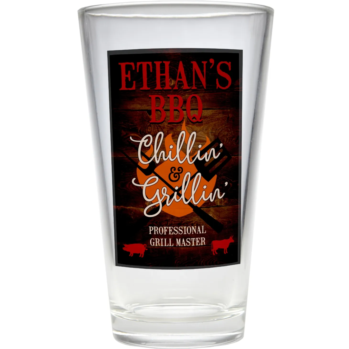 Chillin' & Grillin' Pint Beer Glass