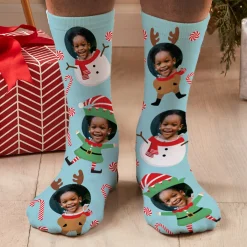 Christmas Faces Photo Socks