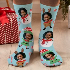 Christmas Faces Photo Socks