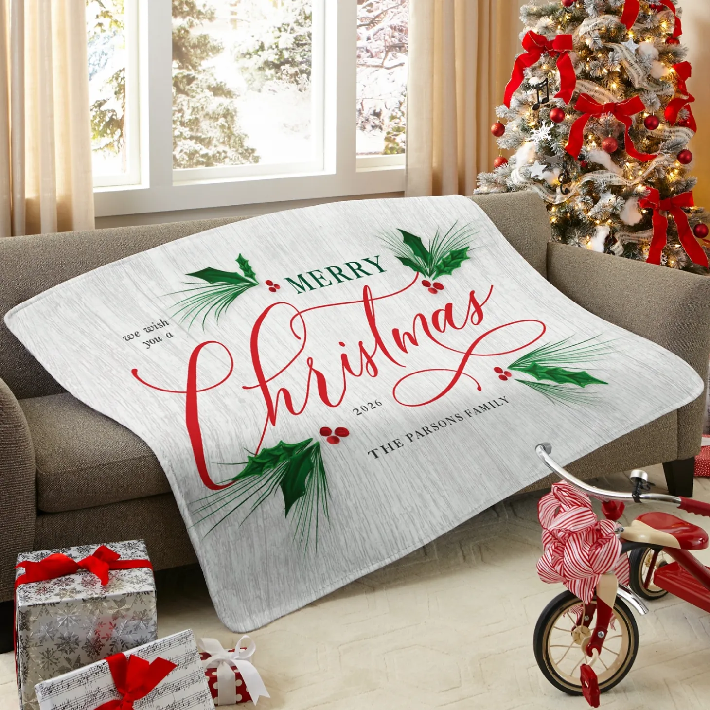 Christmas Greetings Plush Blanket