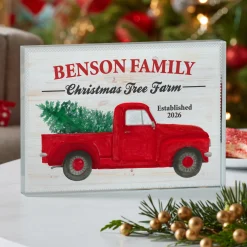 Christmas Tree Farm Glass Block