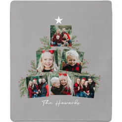 Christmas Tree Photo Collage Plush Blanket