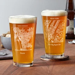 City Map Pint Beer Glass