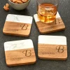 Classic Initial Marble Wood Coasters