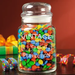 Classic Vintage Birthday Glass Treat Jar