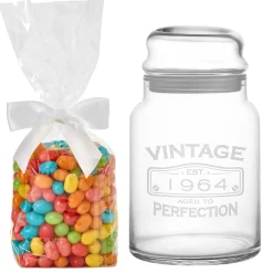 Classic Vintage Birthday Glass Treat Jar