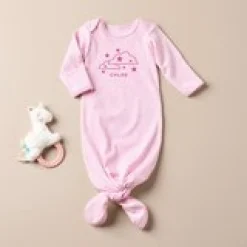 Clouds and Stars Baby Knotted Gown