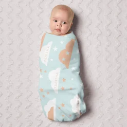 Clouds and Stars Baby Swaddle Blanket
