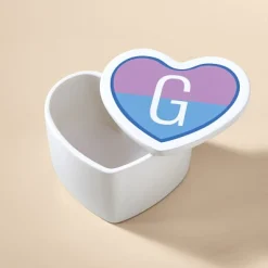 Color Block Initial Heart Keepsake Box