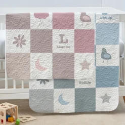 Color Block Name Quilted Baby Blanket