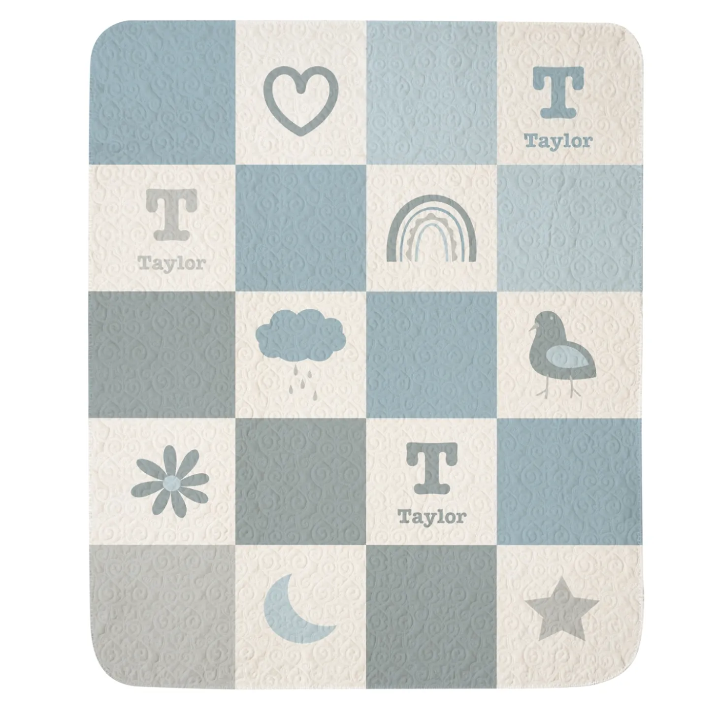 Color Block Name Quilted Baby Blanket