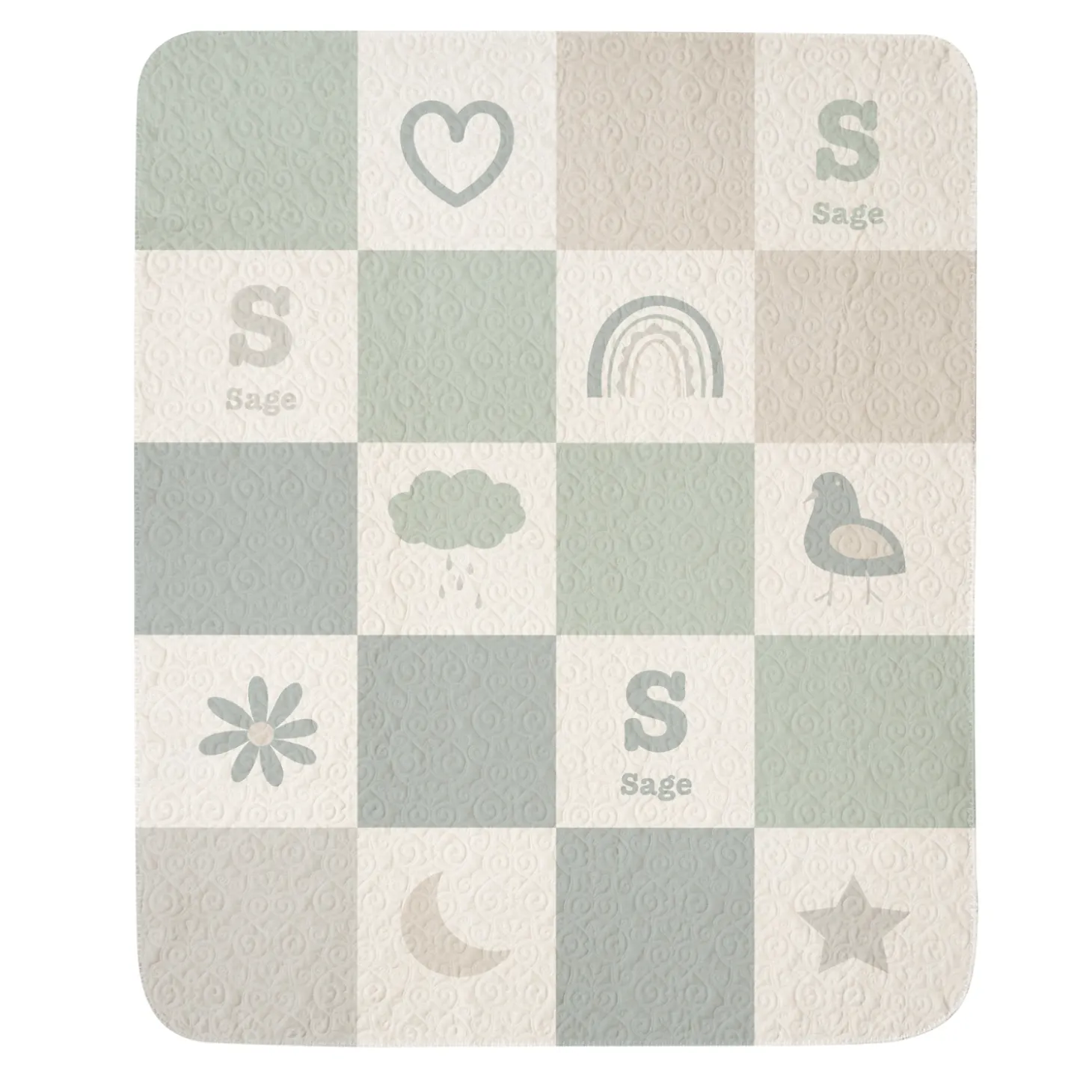 Color Block Name Quilted Baby Blanket