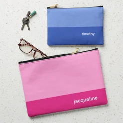 Colorblock Name Zipper Pouch