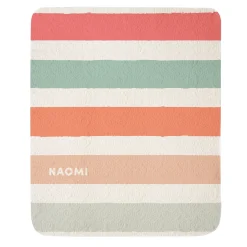 Color Block Stripe Name Quilted Baby Blanket
