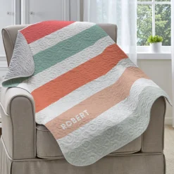 Color Block Stripe Name Quilted Baby Blanket