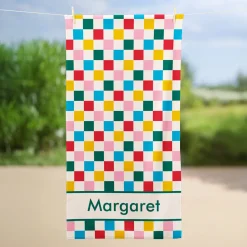 Colorful Checkerboard Beach Towel