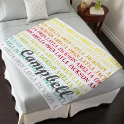 Colorful Family Names Plush Blanket