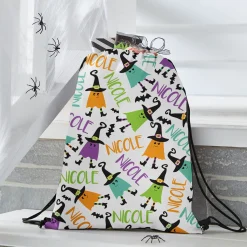 Colorful Ghost Party Allover Print Halloween Drawstring Bag
