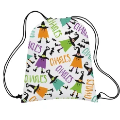 Colorful Ghost Party Allover Print Halloween Drawstring Bag