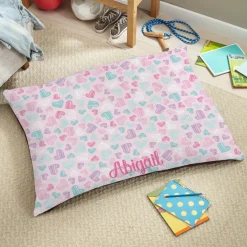 Colorful Hearts Floor Pillow