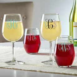 Colorful Monogram Wine Glasses