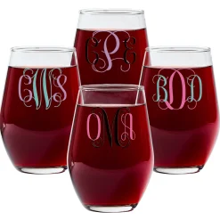 Colorful Monogram Wine Glasses