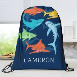 Colorful Sharks Drawstring Bag