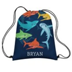Colorful Sharks Drawstring Bag