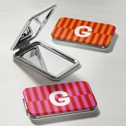 Colorful Stripes and Initial Rectangle Purse Mirror