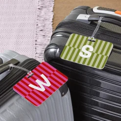 Colorful Stripes and Initial Luggage Tag
