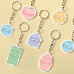 Colorful Stripes Name Acrylic Keychain