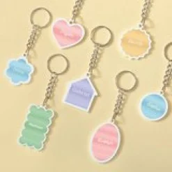 Colorful Stripes Name Acrylic Keychain