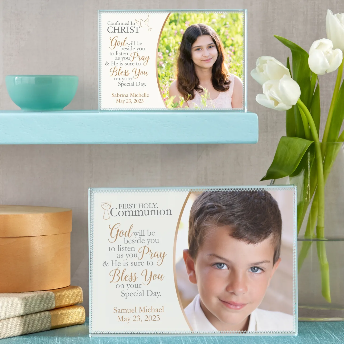 Communion/Confirmation Photo Blessing Glass Block